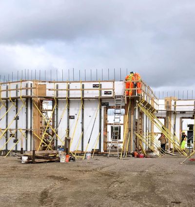 Image of construction workers building a foundation using ICF Installations by RV Construction